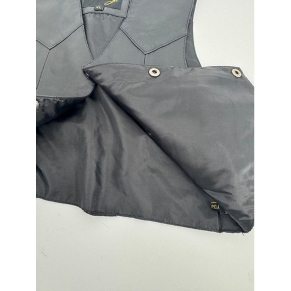 Scully Leather Vest Women XL Black‎ Western Oklahoma State Seal Buttons Cinch - Picture 8 of 12